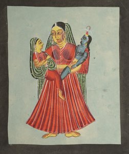 Yasoda sosteniendo a Krishna y Radha, 1800s de Unbekannt