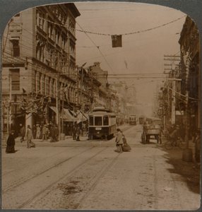 Calle Yonge, mirando al norte desde la calle King, el centro ocupado de Toronto, Canadá, 1904 de Unbekannt