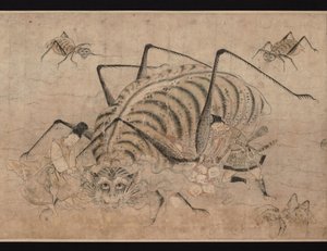 Yorimitsu matando a Tsuchigumo (detalle) del pergamino Tsuchigumo no Soshi Emaki, siglo XIII de Unbekannt