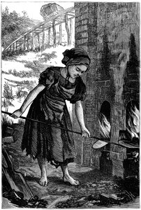 Joven niña atendiendo los hornos de una fábrica de ladrillos, 1871 de Unbekannt