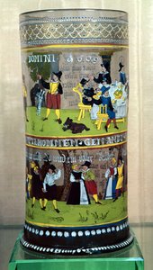 Un Humpen alemán esmaltado, fechado en 1609, decorado con escenas de celebración de Unbekannt Unbekannt