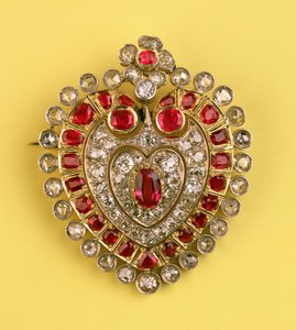 Broche antiguo en forma de corazón (diamante y rubí) de Unbekannt Unbekannt