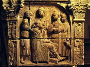 Bajorrelieve de un peluquero, romano, c. siglo II de Unbekannt Unbekannt