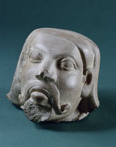 Cabeza de arenisca pulida de un extranjero, Sarnath, siglo III a.C. de Unbekannt Unbekannt