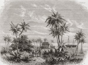 Casa de David Livingstone en Zanzíbar, Túnez, África Oriental, ilustración de 