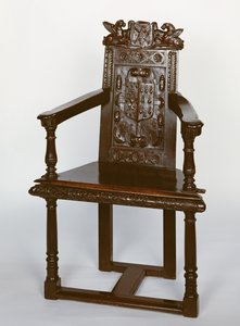 Silla caquetoire inglesa al estilo francés, madera de bulet, finales del siglo XVI