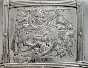Fragmento de casco, del Tesoro de Sutton Hoo, siglo VII d.C. de Unbekannt Unbekannt