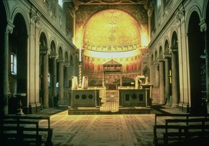Vista interior del altar mayor de San Clemente, Roma, Italia de Unbekannt Unbekannt