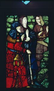 San Juan Bautista se despide de sus padres, vidriera del siglo XVI