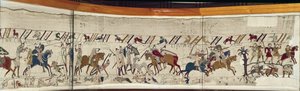 El rey Harold es asesinado y los ingleses huyen, Tapiz de Bayeux