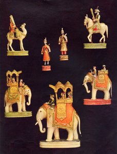 Piezas de un juego de ajedrez de marfil hecho en Delhi para Begum Samru en c.1790 de Unbekannt Unbekannt