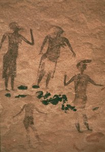 Pintura rupestre de hombres y mujeres de Jabbaren, siglo VII-I a.C. de Unbekannt Unbekannt
