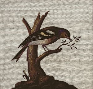Mosaico romano de un pájaro en un árbol de Unbekannt Unbekannt