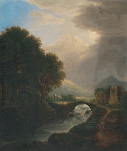 Paisaje romántico con puente de Unbekannt Unbekannt