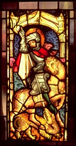 Vidriera que representa a San Jorge y el Dragón de Colonia, c.1300 de Unbekannt Unbekannt