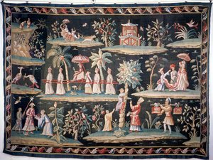 Tapiz en estilo Chinoiserie de John van der Bank, Soho Tapestry Works, principios del siglo XVIII