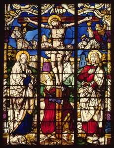 La Crucifixión, vitral, probablemente de la Abadía de Altenberg, cerca de Colonia, quizás diseñado por el Pintor conocido como el Maestro de la Sagrada Parentela, c.1500 de Unbekannt Unbekannt