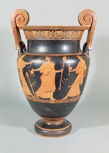 Crátera de volutas, escena dionisíaca mostrando el desmembramiento ritual de un animal salvaje, Ática, 450-425 a.C. de Unbekannt Unbekannt