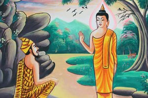 20151103, Kasi, Laos: Pintura que representa la historia de la vida de Buda Shakyamuni