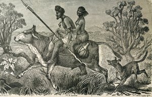 ÁFRICA (siglo XIX). Habitantes de África Central. Grabado. de Unbekannter Künstler