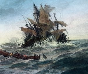 Naufraga un barco danés que quiere llevar ayuda a la ciudad de Stralsund de Unbekannter Künstler