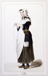 Una tejedora de guillotina en 1793. c.1810 (Grabado)