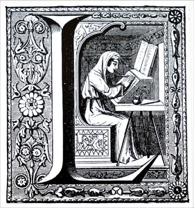Un monje iluminando un manuscrito de Unbekannt