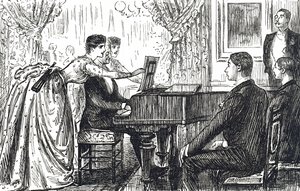 Una velada musical en casa. de Unbekannter Künstler