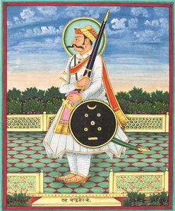 Retrato de Rav Chandra Sen, finales del siglo XIX (pigmentos opacos realzados con oro sobre papel) de Unbekannter Künstler
