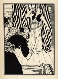 Un sultán esconde al Barón de Munchausen. Ilustración de William Strang (1859-1921) y JB Clark del libro Las aventuras del Barón de Munchausen, de Rudolf Erich Raspe (1736-1794) (1789) de Unbekannt