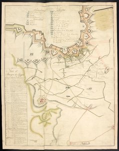 Un plan teñido de las obras de asedio. Diario del sitio de Bergen op Zoom, por los franceses, en 1747; precedido por un relato del estado de la artillería francesa en ese momento.