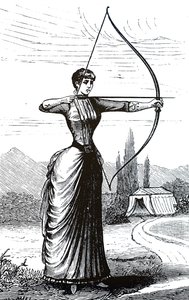 Una joven practicando sus habilidades de tiro con arco de Unbekannt