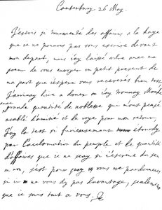 Carta afectuosa de Carlos II a su hermana, Henrietta Anne, escrita en francés en Canterbury, el día después de su llegada a Dover, 26 de mayo de Unbekannt