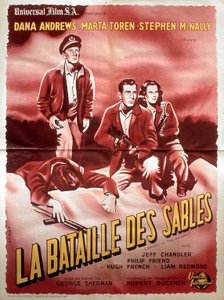 Cartel de la película La batalla de las arenas con Dana Andrews, Marta Toren y Stephen McNally 1949
