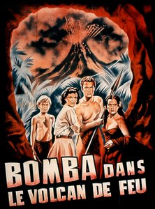 Cartel de la película El volcán perdido de Ford Beebe con Johnny Sheffield y Donald Woods 1950
