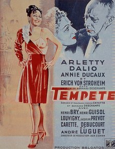 Cartel de la película Tempestad de Bernard Deschamps con Arletty 1940