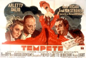 Cartel de la película Tempestad de Bernard Deschamps con Arletty, Marcel Dalio, Annie Ducaux y Erich Von Stroheim 1940