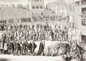 Un Auto de Fe, procesión en España, después de un grabado del siglo XV, de 