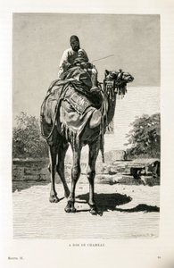 Un egipcio y su hijo en un camello (Ilustración del Atlas de Egipto) de Unknown