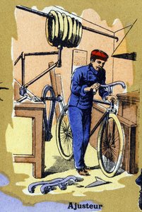Un ajustador. Alfabeto ilustrado. Imágenes reunidas en Jarville-Nancy, principios del siglo XX. Litografía sobre fondo bistre