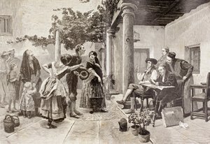 Ante el Alcalde, después de una pintura del artista español Julio Worms, de 