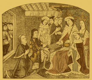 Anthony Woodville presenta a Caxton el primer manuscrito impreso de Unbekannter Künstler