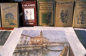 Mercado de antigüedades, Naviglio Grande, Milán, Lombardía, Italia