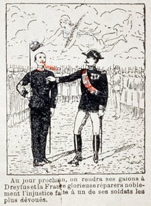 Ejército dando galones al capitán Dreyfus, c. 1906 (dibujo) de Unbekannter Künstler