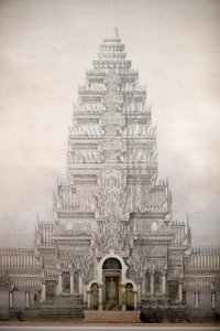 Museo de Civilizaciones Asiáticas, Angkor, Explorando la ciudad sagrada de Camboya, Vista frontal de los tres primeros recintos de Angkor Wat, Louis Delaporte, Camboya de Unbekannt