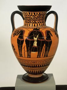 Ánfora de cuello de figuras negras áticas, en el estilo del Pintor de Antimenes, c.520 a.C. de Unbekannt