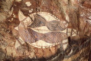 Australia, Territorio del Norte, Tierra de Arnhem, Parque Nacional Kakadu, Nourlangie Rock, pinturas rupestres aborígenes de William M. Timlin