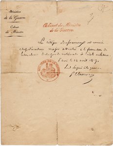 Carta autógrafa del delegado de guerra Gustave Paul Cluseret durante la Comuna de París. Dim. 10,7x6,8 cm 1871