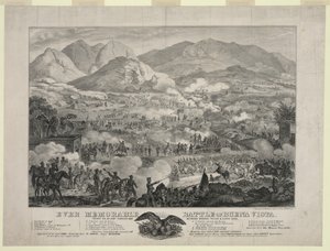 Batalla de Buena Vista también conocida como Batalla de Angostura, las tropas del General Zachary Taylor forzando la retirada del General Antonio López de Santa Anna, 23 de febrero de Unbekannt