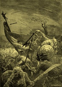 Batalla de Hastings - muerte de Harold II (grabado) de Unbekannter Künstler